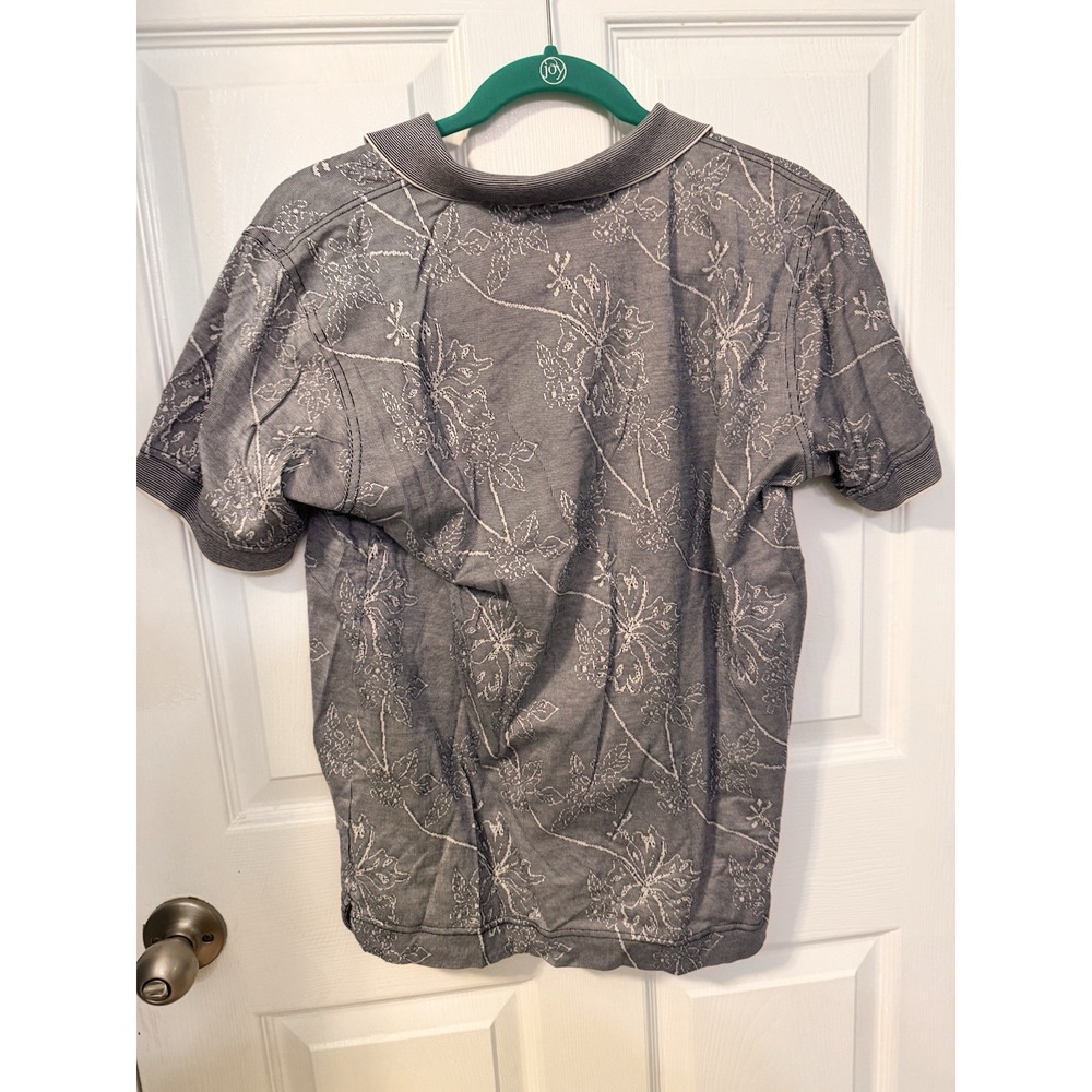Vintage Masters Collection Women's Gray Tropical Floral Polo Shirt Sz M Golf - Picture 8 of 9